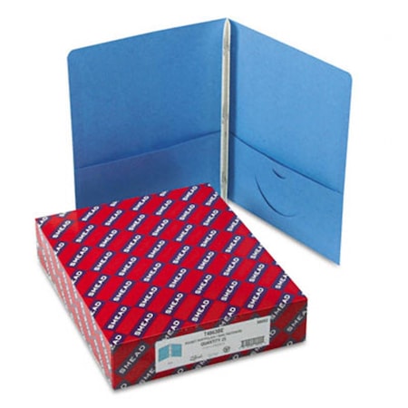 Made-To-Stick Paper Two-Pocket Portfolio Tang Clip Letter 1/2 Capacity Blue 25 per Box MA3347335